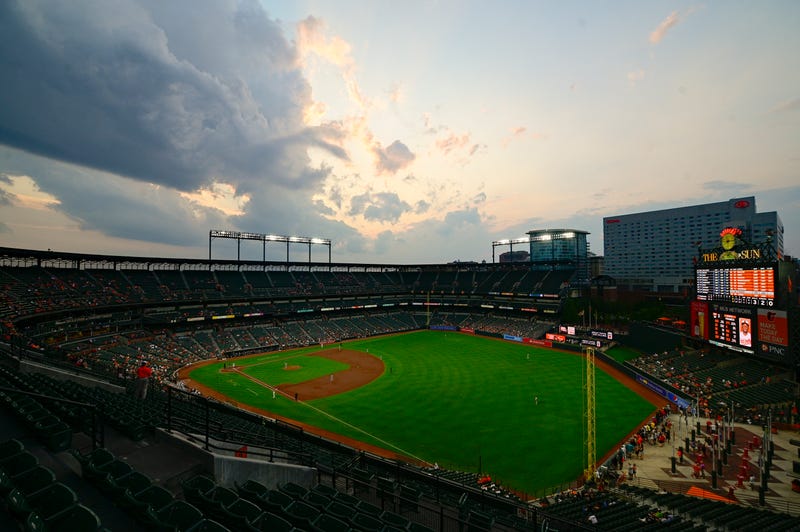 Camden Yards at twilight