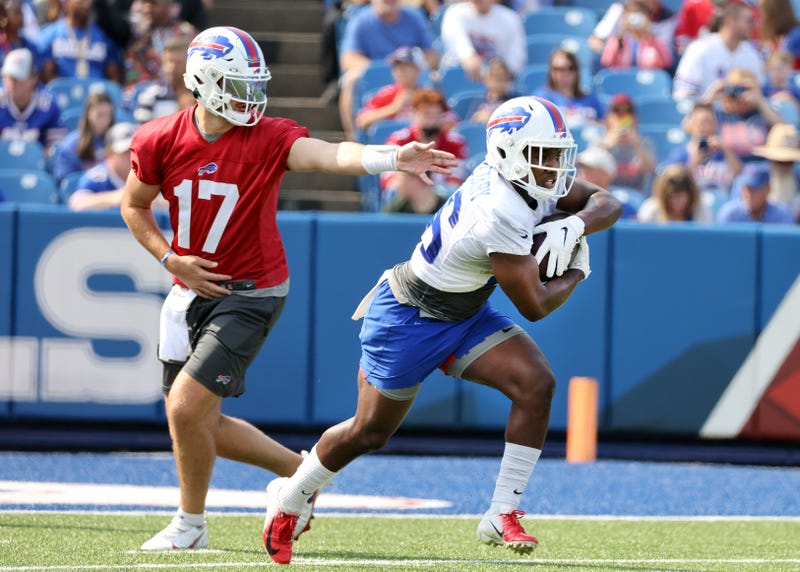 Bills quarterback Josh Allen and running back Devin Singletary.