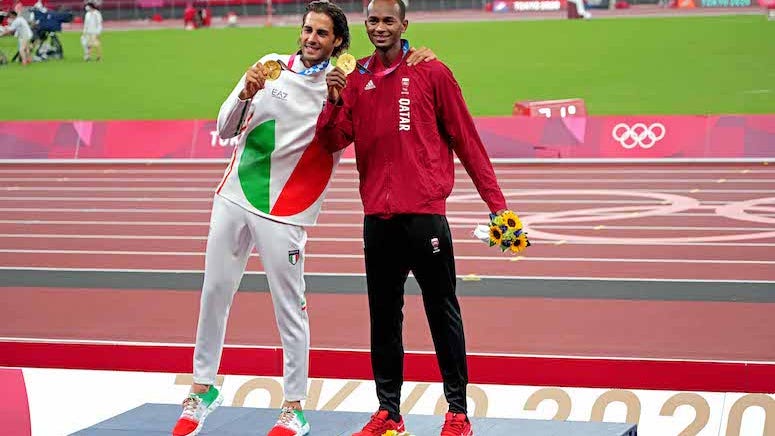 WATCH: Best friends choose to share Olympic gold medal after tying in men's high jump