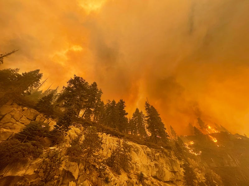 The Caldor Fire near Echo Summit alongside Highway 50 on Monday, August 30, 2021.