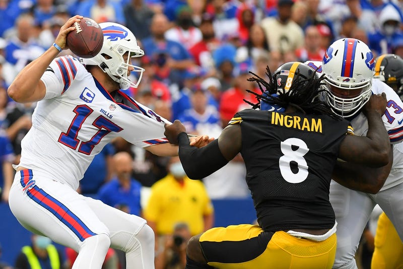 Melvin Ingram hand on Josh Allen