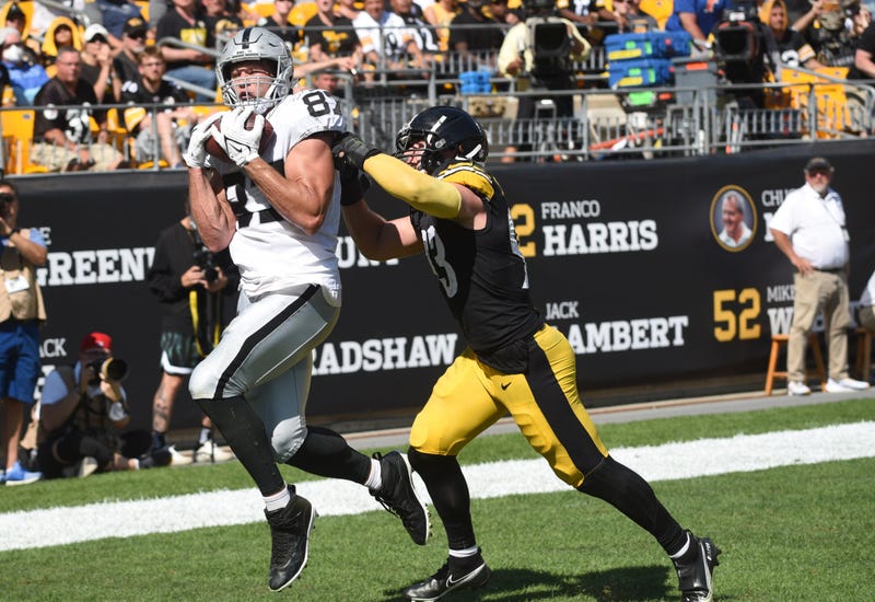 TD catch over Joe Schobert