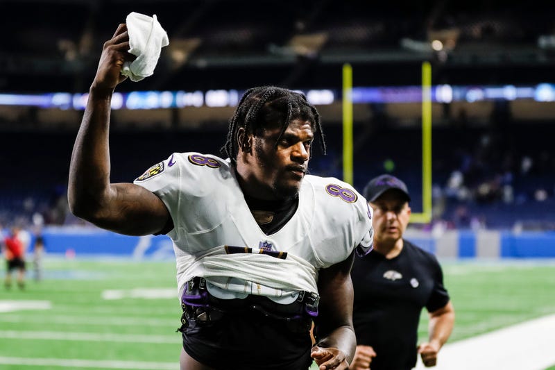 Ravens QB Lamar Jackson after a last-second win over the Lions