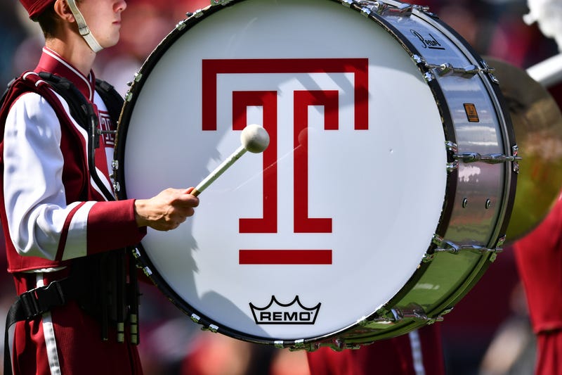 A view of the Temple University marching band before a game.