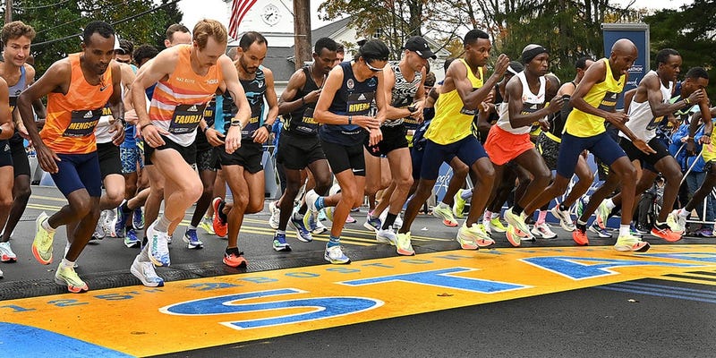 The starting line of the Boston Marathon