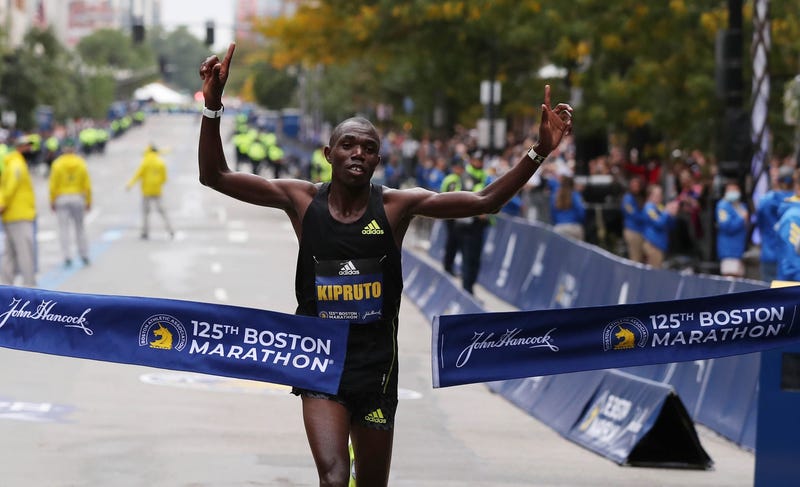 Benson Kipruto wins the men's Boston Marathon
