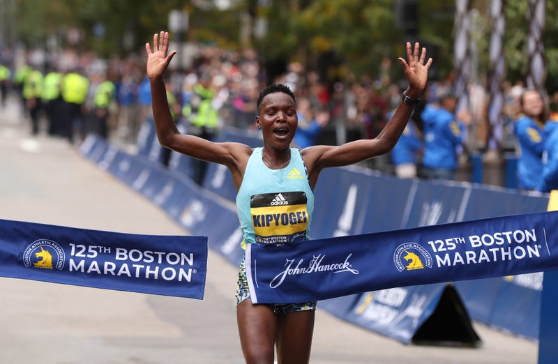 Diana Kipyogei wins the women's Boston Marathon