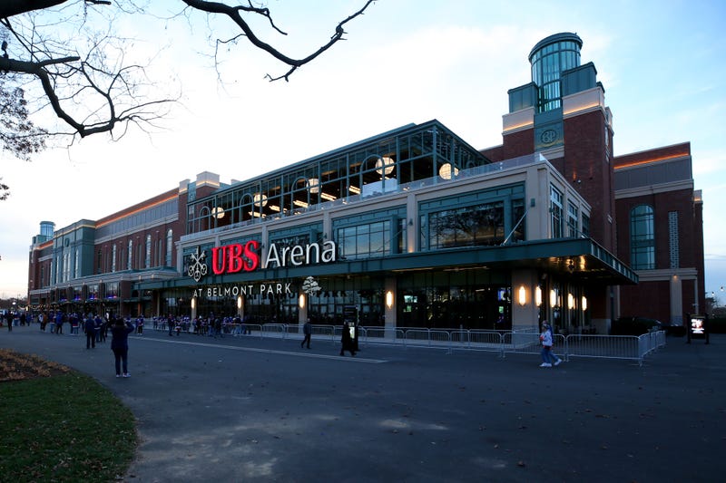 General view of the exterior of UBS Arena in Elmont, New York, on Nov. 20, 2021.