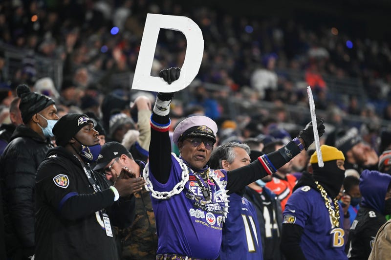 Ravens fans celebrate the defense in Sunday's 16-10 win over the Browns