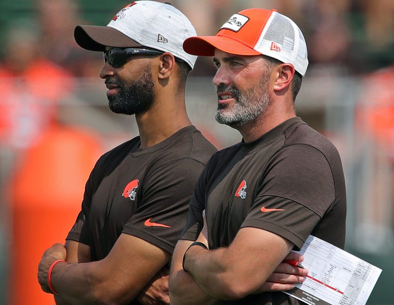 Cleveland Browns GM Andrew Berry, left, and head coach Kevin Stefanski