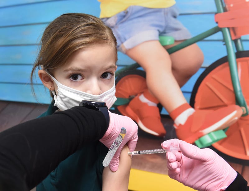 Adelina Medina, 6, gets her COIVD Vaccination at the Pediatric Association in Reno, Nevada on Nov. 10, 2021.
