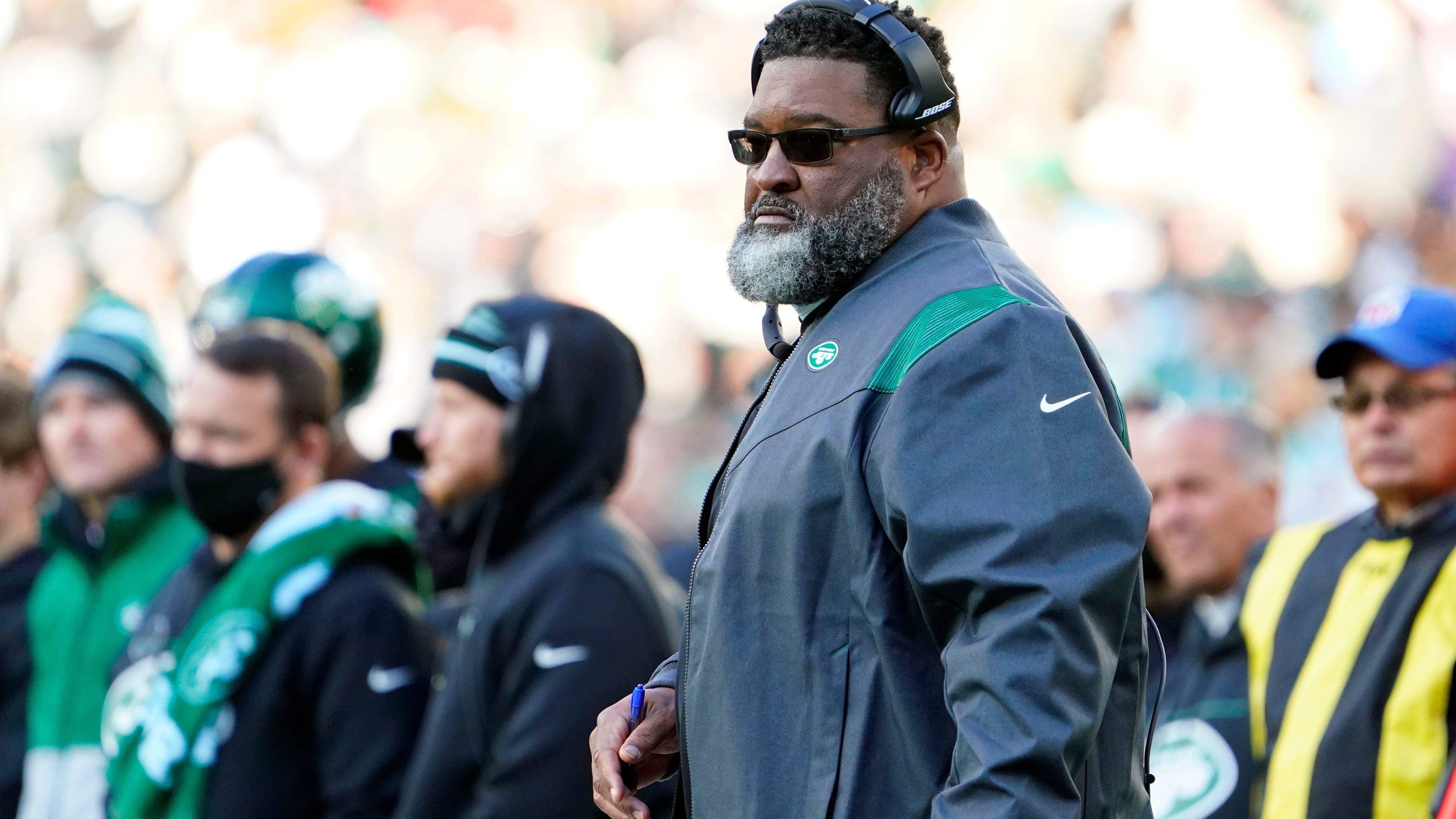 Jets interim head coach Ron Middleton reacts to his first time, and first victory