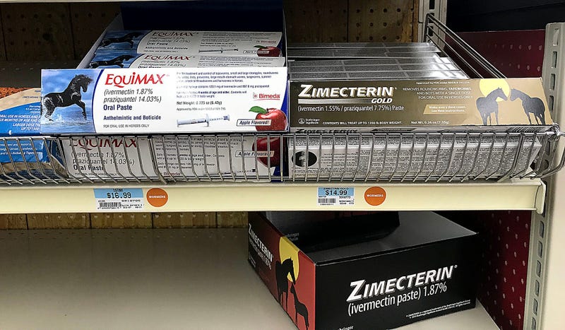 Equimax and Zimecterin containing ivermectin is seen of the self at Tractor Supply in Ashland on Tuesday, Aug. 30, 2021. People are taking this product to try and avoid the coronavirus rather than getting vaccinated. TOM E. PUSKAR/TIMES-GAZETTE.COM Ivermectin002