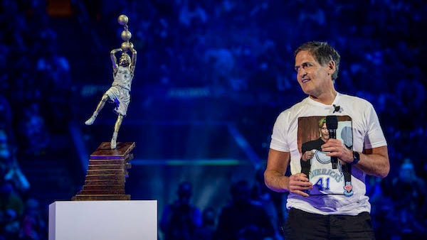 Mark Cuban unveils statue of Dirk Nowitzki that will be built outside AAC