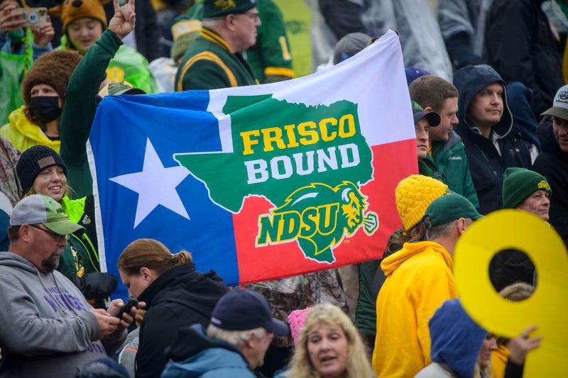 The Montana State Bobcats fans hold up a Texas flag during the FCS Championship between the North Dakota State Bison and the Montana State Bobcats at Toyota Stadium.