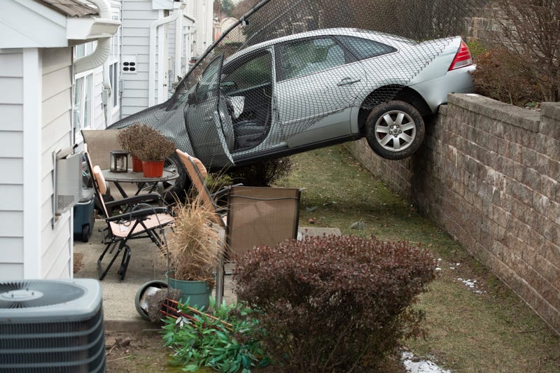 The car landed in a backyard at Cambridge Crossings