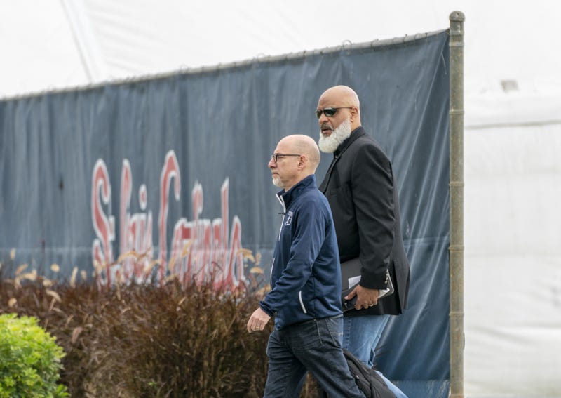 ; Major League Baseball Players Association executive director Tony Clark, right, and chief negotiator Bruce Meyer