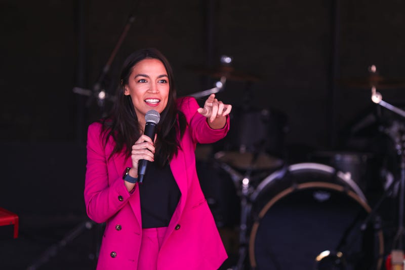 Rep. Alexandria Ocasio-Cortez speaks at a rally for Texas District 35 congressional candidate Greg Casar at Mohawk in Austin, Texas on Feb. 13, 2022.