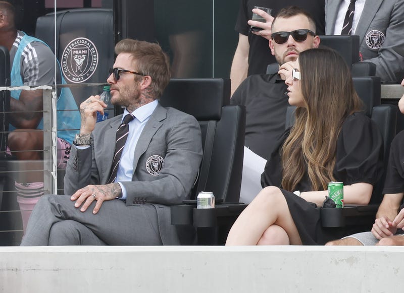 Inter Miami FC co owners David Beckham (left) and Gaby Mas 