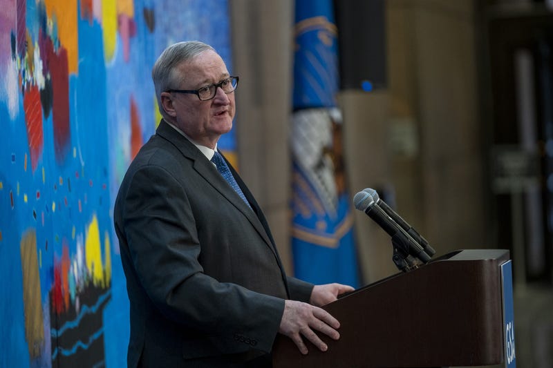 Philadelphia mayor Jim Kenney speaks in Philadelphia, PA, on February 17, 2022, at an event to commemorate the completion and installation of The Fruit of the Spirit, a large painting commissioned under GSA s Art in Architecture program and created by the late Philadelphia artist, Moe Brooker.