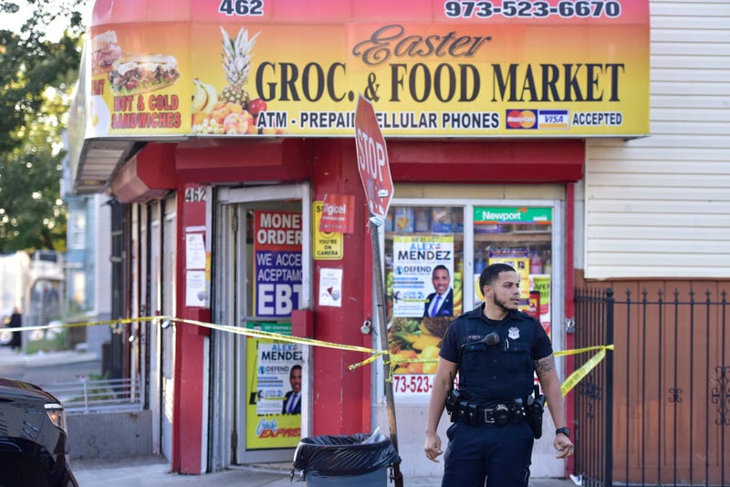 A heavy police presence at a grocery store where a person was reported to have been abducted by gunpoint on the corner of 10th Ave and E 28th St in Paterson, N.J. on Thursday Oct. 8, 2020.