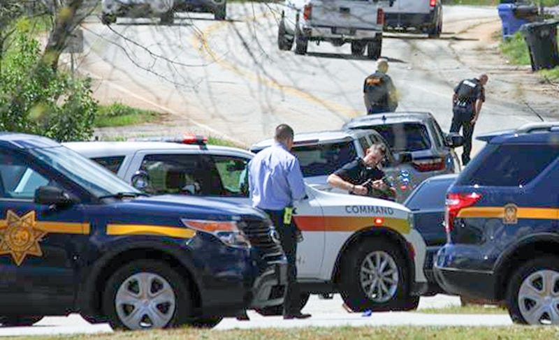 Law enforcement respond to a shooting at Tanglewood Middle School in Greenville Thursday March 31, 2022.
