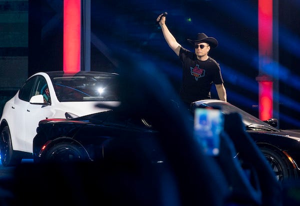 Tesla CEO Elon Musk speaks at the Cyber Rodeo grand opening celebration for the new $1.1 billion Tesla Giga Texas manufacturing facility on Thursday April 7, 2022