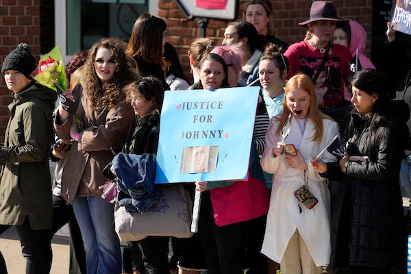 Fans before the start of the Johnny Depp, II v. Amber Heard Civil Trial