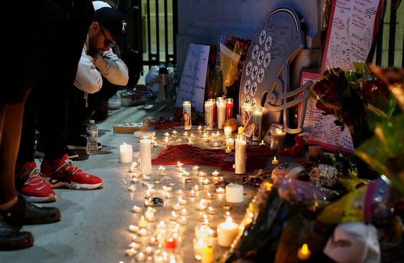 Former Buckeye Chris Fields takes a moment after speaking at the students organized candlelight vigil in honor of former Ohio State quarterback Dwayne Haskins.