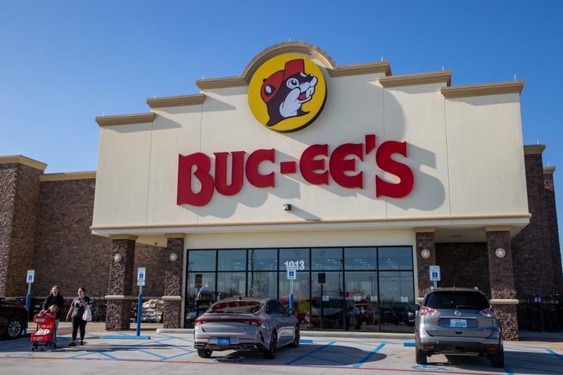 Customers exit a new Buc-ee's travel center in Richmond, Kentucky on Tuesday, April 19, 2022