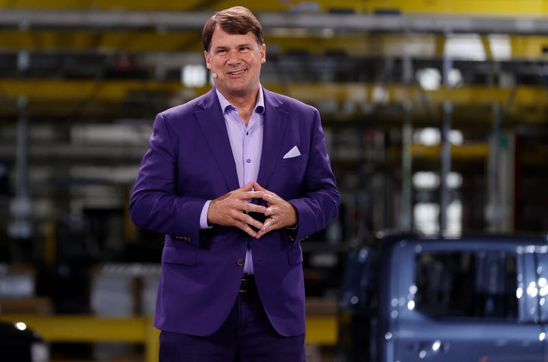 Jim Farley, the CEO of the Ford Motor Company, talks about the F-150 Lightning pickup truck during its official launch at the Ford Rouge Electric Vehicle Center in Dearborn on Tuesday, April 26, 2022