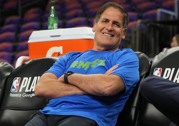 Dallas Mavericks owner Mark Cuban looks on prior to game one of the second round for the 2022 NBA playoffs against the Phoenix Suns at Footprint Center