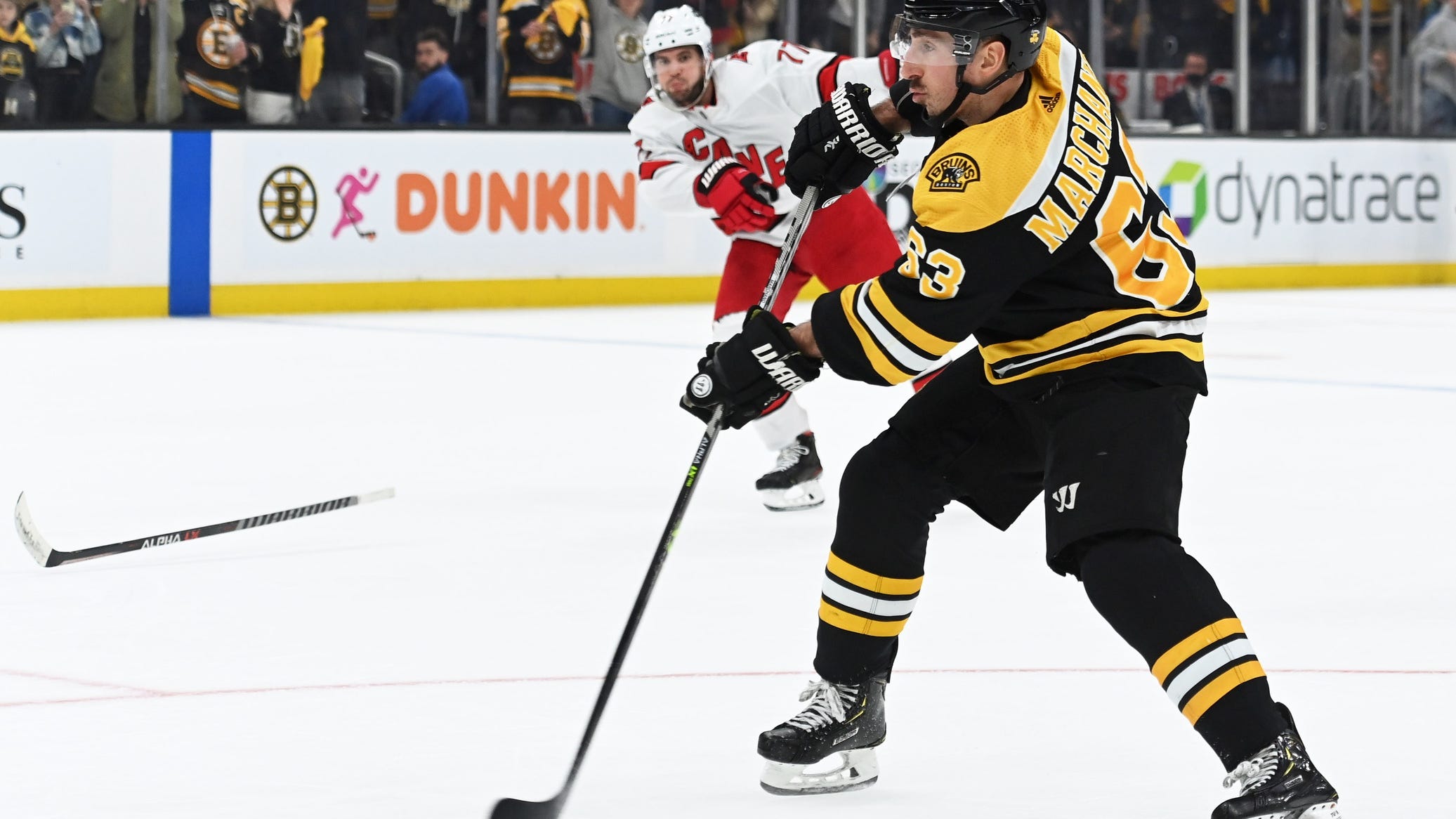 What were Brad Marchand and Tony DeAngelo yelling at each other?