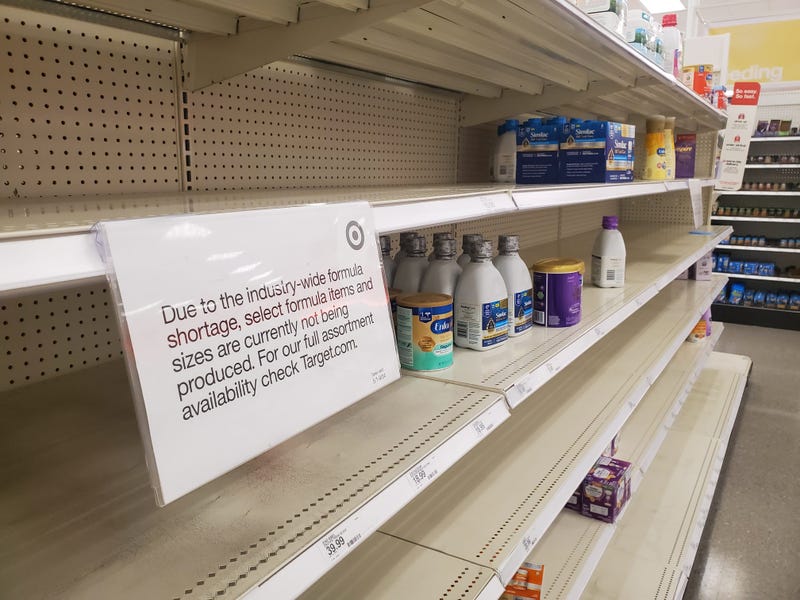bare shelves in the baby formula aisle 