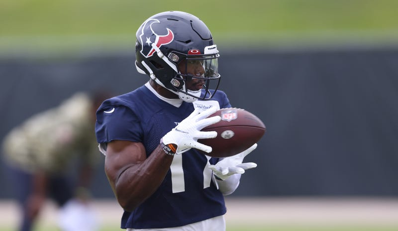 Houston Texans wide receiver Jalen Camp (17) participates during organized team activities at the Houston Texans