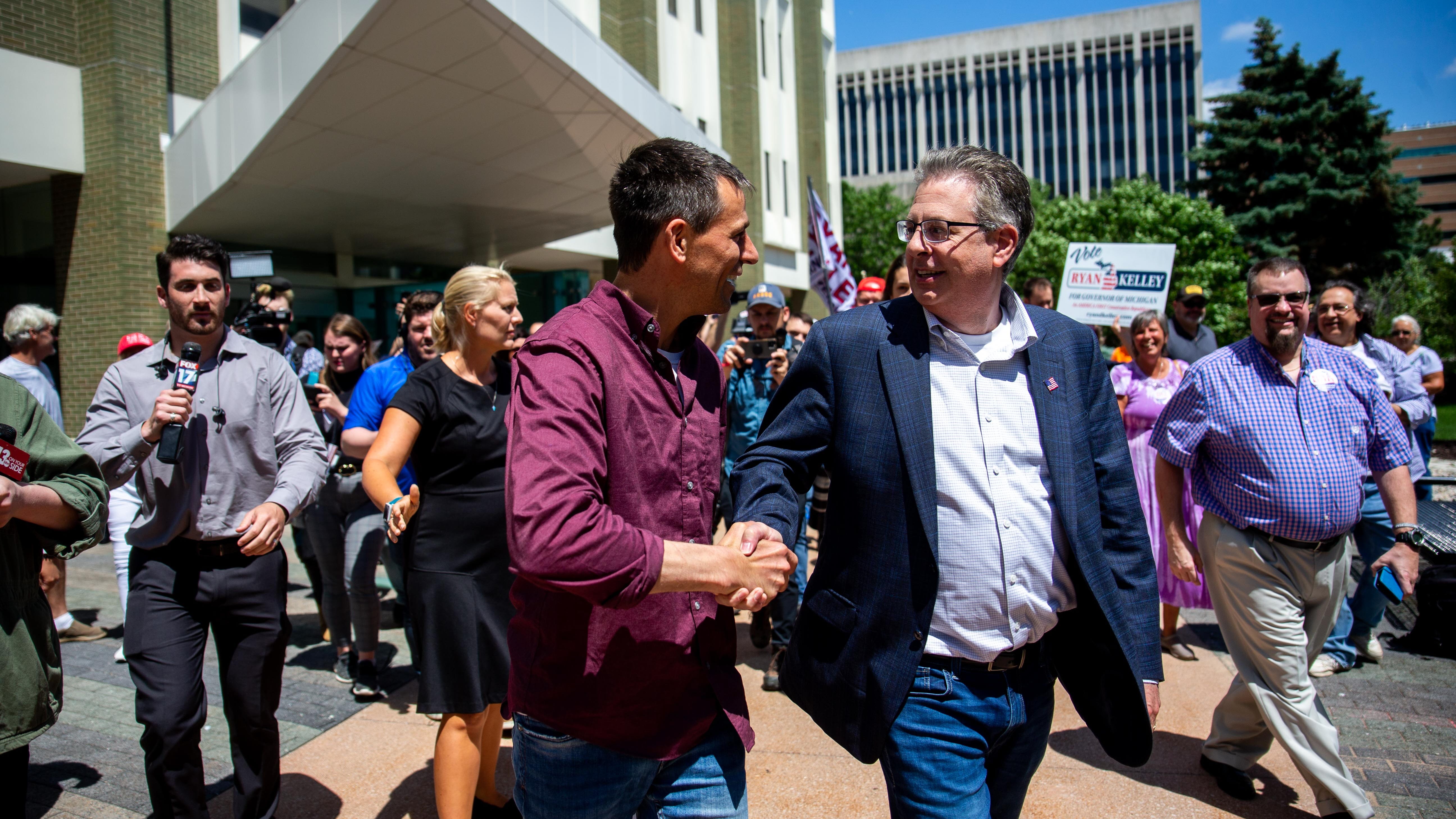 Is one of the Michigan Gubernatorial candidates an insurrectionist? Or a political prisoner?