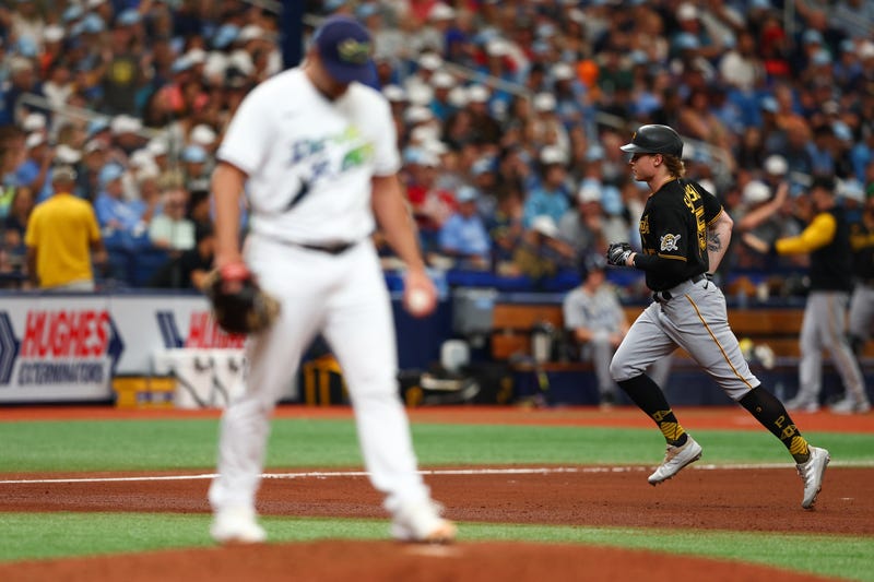 Jack Suwinski trots around the bases after HR v Tampa Bay