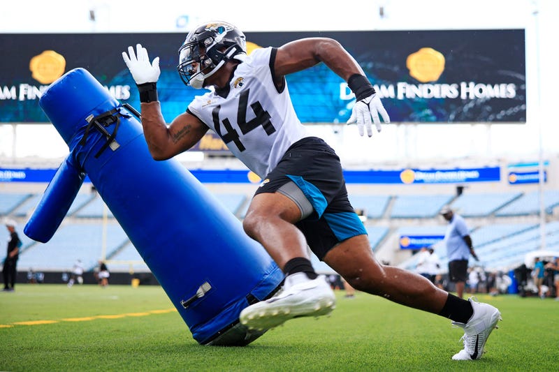 Jacksonville Jaguars outside linebacker Travon Walker (44) participates in an organized team activity Monday, June 6, 2022 at TIAA Bank Field in Jacksonville.