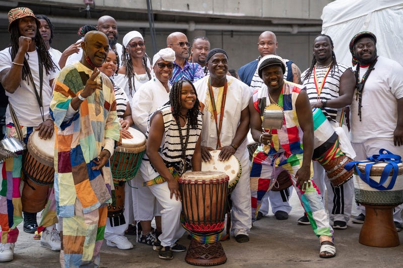 Members of the African World Drummers group