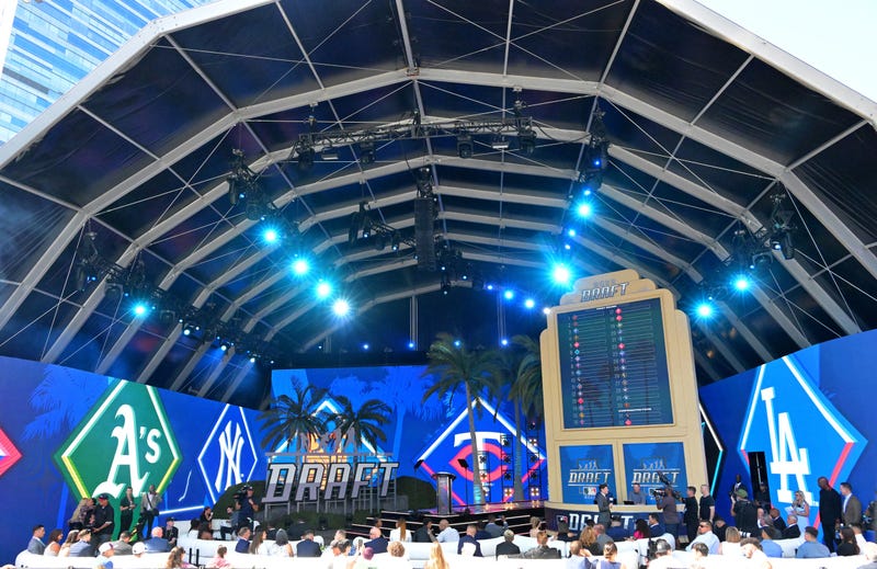 Los Angeles, CA, USA; The MLB draft stage at XBox Plaza at LA Live.
