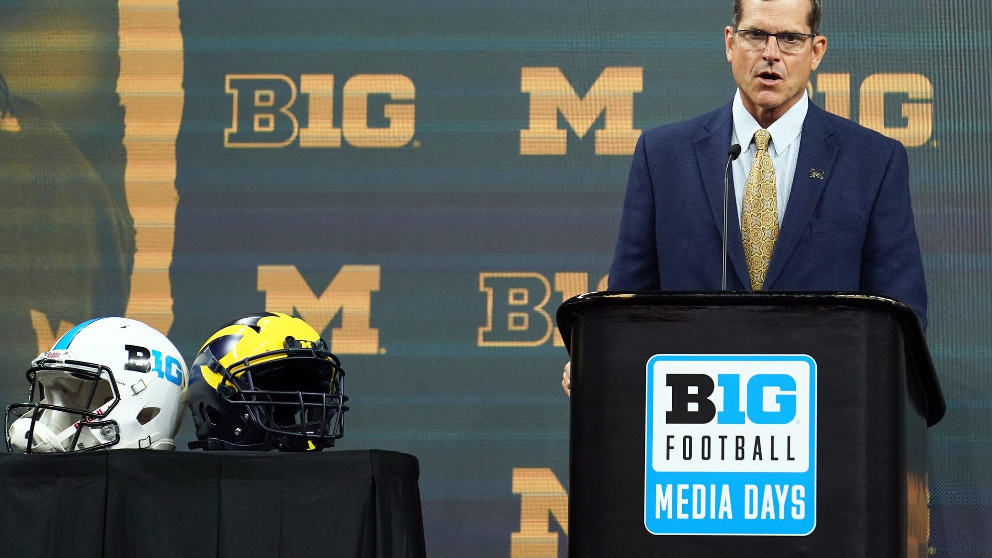 Harbaugh sets 'four goals' for Michigan, cresting in national championship