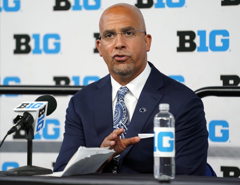Penn State Nittany Lions head coach James Franklin talks to the media during Big 10 football media days