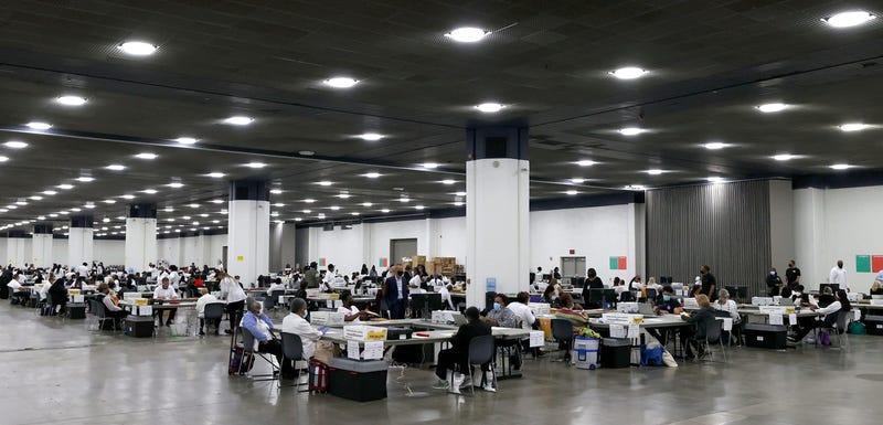 Ballot counters at Huntington Place after primary election