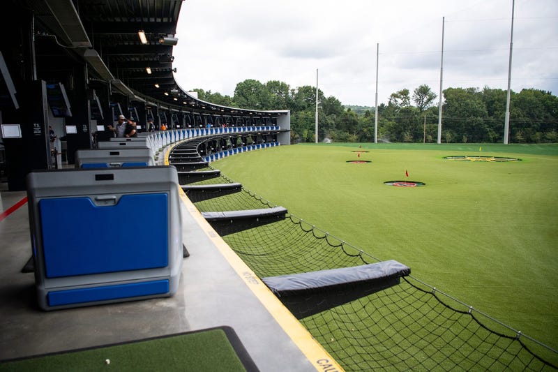view of the second level golfing bays at the new Topgolf