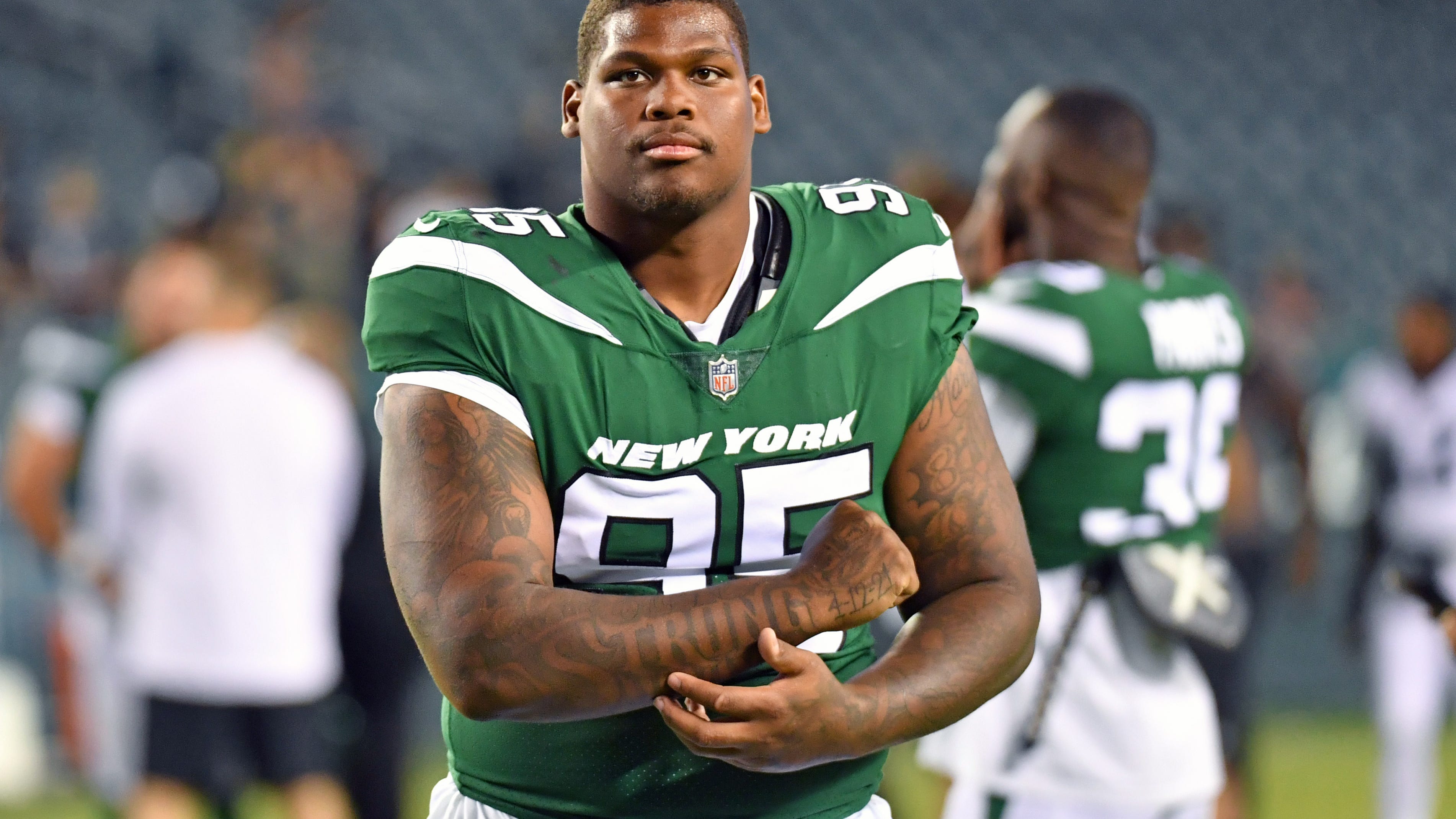 Jets' Quinnen Williams: sideline shouting match with line coach 'just a loud conversation'