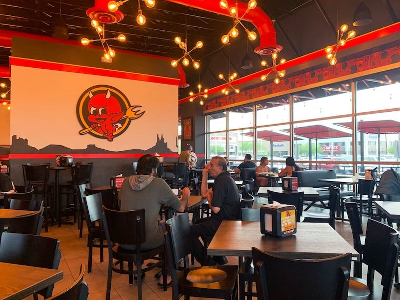 Interior of a Torchy’s Tacos restaurant