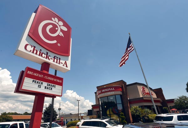 Sign outside Chick-fil-A restaurant