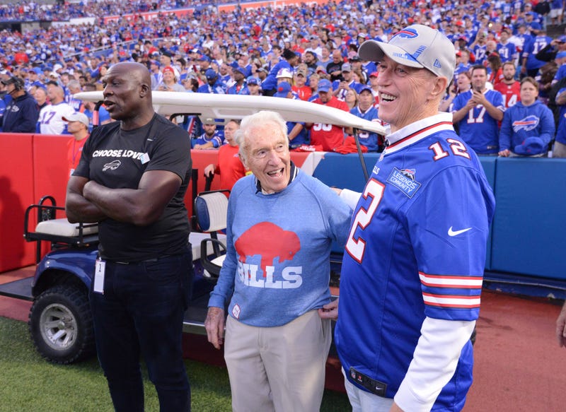 Bruce Smith, Marv Levy and Jim Kelly