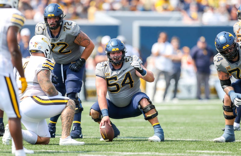 Zach Frazier at center at West Virginia