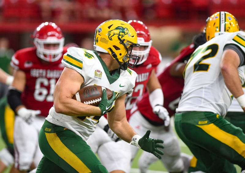 North Dakota State s Hunter Luepke carries the ball on Saturday, September 24, 2022, at the DakotaDome in Vermillion.